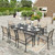 9 Pieces Patio Dining Set, 8 x Brown Textilene Patio Chairs and 1 x 83 Large Rectangle Dining Table, Outdoor Furniture Set for Deck Garden Backyard Lawn Poolside