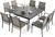 9 Pieces Patio Dining Set, Outdoor Table and Chairs Set for 8, 8 x Brown Textilene Dining Chair and 60" Square Metal Dining Table, Outdoor Dining Sets for Lawn Garden Backyard Deck