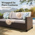 8 Pieces Wicker Patio Furniture Set with Fire Pit Table, 4 x Single Chair, 2 x Ottoman, 3-Seat Sofa and 32" Fire Pit Table, Outdoor Rattan Conversation Set for Garden, Poolside, Backyard