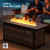 Patio Furniture Set with Fire Pit Table, Outdoor Wicker Furniture, All Weather Deep Seating Conversation Sofa Set, Brown Rattan Chairs for Deck Backyard, Blue
