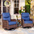 3-Piece Luxury Patio Furniture Set with 6" Thick Cushions, Weather-Resistant Wicker High Back Swivel Rocker Chairs, Senior-Friendly Conversation Set for Small Porch, Deck and Sunroom, Blue(V2)