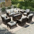 8-Piece Outdoor Furniture Set with Fire Pit Table, Patio Conversation Set with 5.5" Thick Cushions & High Back Swivel Chairs, All-Weather Wicker Deep Seating Sofa with Ottomans, Grey
