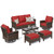 Red Outdoor Furniture Set with 35" High Back Swivel Chairs, Wicker Patio Conversation Sets with 5.5" Waterproof Cushions for Deck Lawn Yard