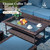 High Back Patio Furniture Set with Swivel Chairs, All Weather Outdoor Wicker Sofa Set, 6 Pieces Patio Conversation Sets with 5.5" Comfy Cushions for Lawn Deck Backyard, Navy Blue