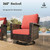 Red Patio Furniture Set, 6-Piece Outdoor Seating Conversation Sets with High Back Wicker Sofa, Swivel Chairs with 5.5" Thick Cushions, Fire Pit Table & Ottomans for Deck Yard Garden