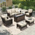 Wicker Patio Furniture Set, High Back Swivel Chairs with 5.5-Inch Thick Cushions, 6-Piece Outdoor Deep Seating Conversation Sets with Fire Pit Table & Ottomans for Deck Yard Garden, Beige