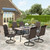 7 Pieces Patio Dining Set, Rattan Outdoor Furniture Set for 6, 6 x Swivel Dining Chair, 1 x Large Surface Wood Like Dining Table, All Weather Resistant for Lawn Garden Backyard Deck