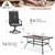 7 Pieces Patio Dining Set, Rattan Outdoor Furniture Set for 6, 6 x Swivel Dining Chair, 1 x Large Surface Wood Like Dining Table, All Weather Resistant for Lawn Garden Backyard Deck