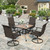 5 Pieces Patio Dining Set, Outdoor Dining Set for 4, 4 x Swivel Rattan Dining Chair, 1 x 37” Square Wood Like Dining Table, for Lawn Garden Backyard Deck