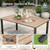 Patio Table and Chairs for 6, 7 Pieces Outdoor Deck Dining Sets, Wood-Like Rectangular Metal Table Set with Chairs for Lawn Garden Backyard, Blue