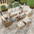 6-Piece Patio Furniture Set, All Weather 7 Seats Outdoor Wicker Sofa with Ottomans, Rattan Patio Conversation Set with 5.5" Cushions and 44" Coffee Table, Beige