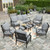 7 Piece Patio Furniture Set, 4 x Metal Cushioned Chair, 2 x Cushioned Ottoman, 1 x 3-Seat Sofa, Outdoor Conversation Set for Lawn Garden Backyard, Grey