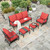 5 Pieces Patio Furniture Set, 2 x Rocking Chair, 2 x Ottoman, 1 x 3-Seat Sofa, All Cushioned 7 Seats Metal Outdoor Conversation Set for Lawn Garden Backyard