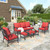 5 Piece Patio Furniture Set, 2 x Leg Chair, 2 x Ottoman, 1 x 3-Seat Sofa, All Cushioned 7 Seats Metal Outdoor Conversation Set for Lawn Garden Backyard