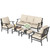 5 Piece Patio Furniture Set, 2 x Cushioned Metal Chair, 2 x Ottoman, 1 x 3-Seat Sofa, All Cushioned 7 Seats Outdoor Conversation Set for Lawn Garden Backyard