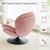 Velvet Swivel Accent Chair with Ottoman Set, Modern Tufted Armchair with Footrest for Living Room, Reading TV Chair for Adults, Comfy Chaise Lounge Chairs with 360 Degree Swiveling for Bedroom, Pink