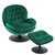 Velvet Swivel Accent Chair with Ottoman Set, Modern Tufted Armchair with Footrest for Living Room, Reading TV Chair for Adults, Comfy Chaise Lounge Chairs with 360 Degree Swiveling for Bedroom, Green