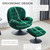 Velvet Swivel Accent Chair with Ottoman Set, Modern Tufted Armchair with Footrest for Living Room, Reading TV Chair for Adults, Comfy Chaise Lounge Chairs with 360 Degree Swiveling for Bedroom, Green