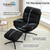Chenille Swivel Accent Chair with Ottoman Set, Comfy Lounge Reading Chair with Ottoman, Modern 360 Rocking and Swiveling Lazy Single Armchair with Footrest for Bedroom, Black
