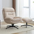Chenille Swivel Accent Chair with Ottoman Set, Comfy Lounge Reading Chairs with Ottoman, Modern 360 Rocking and Swiveling Lazy Single Armchair with Footrest for Bedroom, Beige