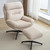 Chenille Swivel Accent Chair with Ottoman Set, Comfy Lounge Reading Chairs with Ottoman, Modern 360 Rocking and Swiveling Lazy Single Armchair with Footrest for Bedroom, Beige
