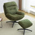 Chenille Swivel Accent Chair with Ottoman Set, Comfy Lounge Chair Reading Chair with Ottoman, Modern 360 Rocking and Swiveling Lazy Single Chair with Footrest for Bedroom, Green