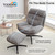 Chenille Swivel Accent Chair with Ottoman Set, Comfy Lounge Reading Chairs with Ottoman, Modern 360 Rocking and Swiveling Lazy Single Armchair with Footrest for Bedroom, Grey