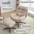 2PCS Chenille Swivel Accent Chair with Ottoman Set, Comfy Lounge Reading Chairs with Ottoman, Modern 360 Rocking and Swiveling Lazy Single Armchair with Footrest for Bedroom, Beige