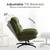 2PCS Chenille Swivel Accent Chair with Ottoman Set, Comfy Lounge Reading Chairs with Ottoman, Modern 360 Rocking and Swiveling Lazy Single Armchair with Footrest for Bedroom, Green