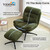2PCS Chenille Swivel Accent Chair with Ottoman Set, Comfy Lounge Reading Chairs with Ottoman, Modern 360 Rocking and Swiveling Lazy Single Armchair with Footrest for Bedroom, Green
