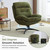 2PCS Chenille Swivel Accent Chair with Ottoman Set, Comfy Lounge Reading Chairs with Ottoman, Modern 360 Rocking and Swiveling Lazy Single Armchair with Footrest for Bedroom, Green