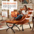 Lazy Chair with Ottoman, Modern Accent Chair with Armrests and a Side Pocket, Velvet Orange Accent Chairs, Reading Chairs, Oversized Armchairs for Bedroom, Study, Living Room, Courtyard