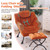 Lazy Chair with Ottoman, Modern Accent Chair with Armrests and a Side Pocket, Velvet Orange Accent Chairs, Reading Chairs, Oversized Armchairs for Bedroom, Study, Living Room, Courtyard