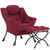 Lazy Chair with Ottoman, Modern Accent Chairs with Folding Footrest, Burgundy Sofa Chair Set, Comfortable Reading Chairs, Oversized Armchairs for Bedroom, Study, Living Room, Courtyard