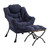 Lazy Chair with Ottoman, Modern Accent Chairs with Folding Footrest, Navy Blue Sofa Chair Set, Comfortable Reading Chairs, Oversized Armchairs for Bedroom, Study, Living Room, Courtyard