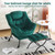 Lazy Chair with Ottoman, Modern Accent Chairs with Folding Footrest, Velvet Dark Green Sofa Chair Set, Reading Chairs, Oversized Armchairs for Bedroom, Study, Living Room, Courtyard