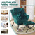 Lazy Chair with Ottoman, Modern Accent Chairs with Folding Footrest, Velvet Dark Green Sofa Chair Set, Reading Chairs, Oversized Armchairs for Bedroom, Study, Living Room, Courtyard
