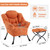 Lazy Chair with Ottoman, Modern Accent Chair with Armrests and a Side Pocket, Orange Accent Chairs, Reading Chairs, Oversized Armchairs for Bedroom, Study, Living Room, Courtyard