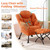 Lazy Chair with Ottoman, Modern Accent Chair with Armrests and a Side Pocket, Orange Accent Chairs, Reading Chairs, Oversized Armchairs for Bedroom, Study, Living Room, Courtyard