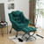 Lazy Chair with Ottoman, Modern Accent Chair with Armrests and a Side Pocket, Dark Green Accent Chairs, Reading Chairs, Oversized Armchairs for Bedroom, Study, Living Room, Courtyard