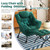 Lazy Chair with Ottoman, Modern Accent Chair with Armrests and a Side Pocket, Dark Green Accent Chairs, Reading Chairs, Oversized Armchairs for Bedroom, Study, Living Room, Courtyard