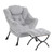 Lazy Chair with Ottoman, Modern Accent Chair with Armrests and a Side Pocket, Plush Grey Accent Chairs, Reading Chairs, Oversized Armchairs for Bedroom, Study, Living Room, Courtyard