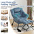 Lazy Chair with Ottoman, Modern Accent Chair with Armrests and a Side Pocket, Plush Light Blue Accent Chairs, Reading Chairs, Oversized Armchairs for Bedroom, Study, Living Room, Courtyard