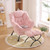 Lazy Chair with Ottoman, Modern Accent Chair with Armrests and a Side Pocket, Plush Pink Accent Chairs, Reading Chairs, Oversized Armchairs for Bedroom, Study, Living Room, Courtyard