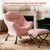 Lazy Chair with Ottoman, Modern Accent Chair with Armrests and a Side Pocket, Plush Pink Accent Chairs, Reading Chairs, Oversized Armchairs for Bedroom, Study, Living Room, Courtyard