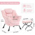 Lazy Chair with Ottoman, Modern Accent Chair with Armrests and a Side Pocket, Plush Pink Accent Chairs, Reading Chairs, Oversized Armchairs for Bedroom, Study, Living Room, Courtyard