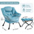 Lazy Chair with Ottoman, Modern Accent Chairs with Folding Footrest, Velvet Light Blue Sofa Chair Set, Reading Chairs, Oversized Armchairs for Bedroom, Study, Living Room, Courtyard