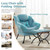 Lazy Chair with Ottoman, Modern Accent Chairs with Folding Footrest, Velvet Light Blue Sofa Chair Set, Reading Chairs, Oversized Armchairs for Bedroom, Study, Living Room, Courtyard