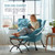 Lazy Chair with Ottoman, Modern Accent Chairs with Folding Footrest, Velvet Light Blue Sofa Chair Set, Reading Chairs, Oversized Armchairs for Bedroom, Study, Living Room, Courtyard