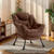 Lazy Chair for Living Room, Modern Accent Chairs with Armrests, Dark Brown Armchairs with Side Pocket, Cozy Lazy Sofa for Reading, Balcony, Bedroom, Dorm, Small Spaces